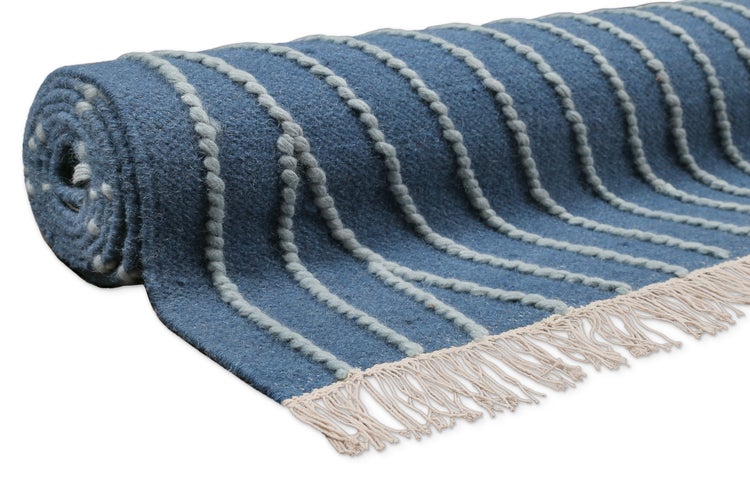 Kelim Teppich Blau Ocean Lines WECONhome 80x150 cm