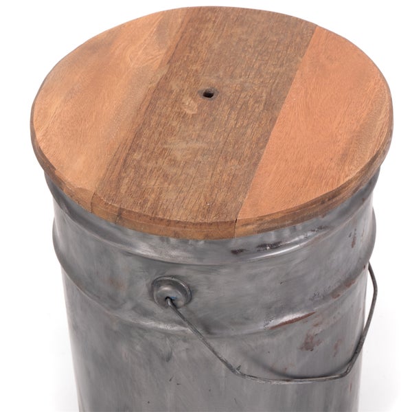 Beistelltisch  BARREL Metall rund mit Holzplatte