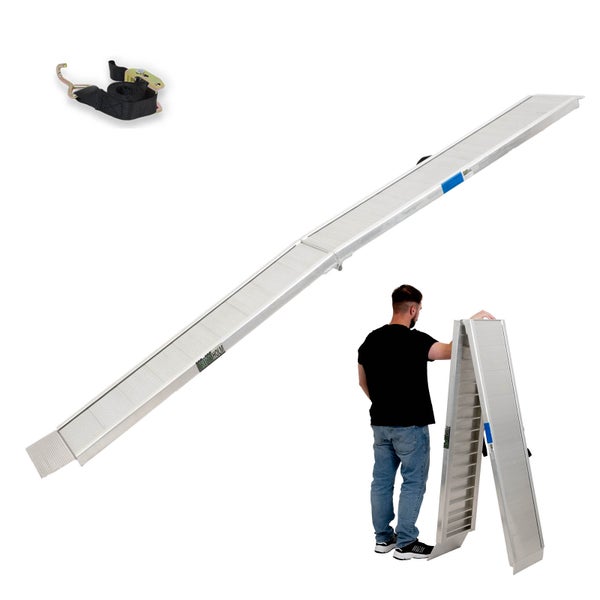 TRUTZHOLM Alu Auffahrrampe klappbar 307 cm extra lang 450 kg Alu grau geriffelt Motorradrampe