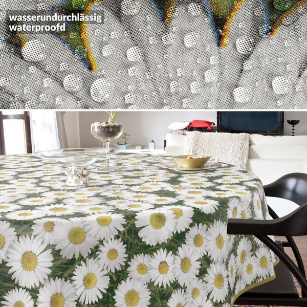 Tischdecke mit Gänseblümchenmuster und wasserabweisender Oberfläche