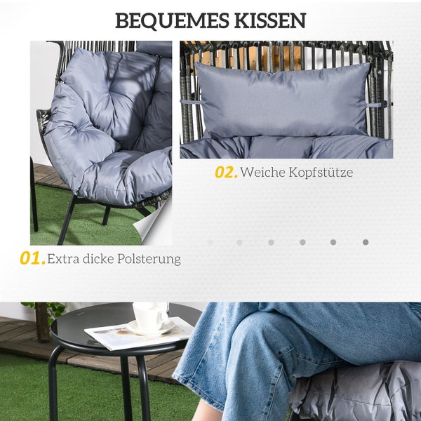 Maße des Rattansessels mit Kissen