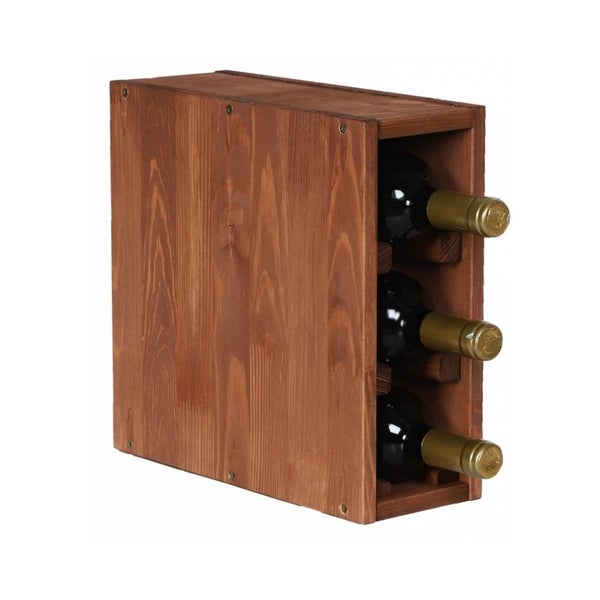 PROREGAL Modulares Weinregal Vincellar Mod HxBxT 30 x 12 x 30 cm Schmal Modul Für 3 Flaschen Massives Kiefernholz Braun Geölt