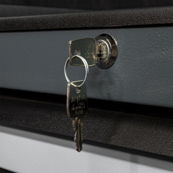 PROREGAL Werkstattwagen Cheetah Plus + 190-tlg. Werkzeugset | 7 Schubladen | HxBxT 98,5x75x47,5cm | Anthrazitgrau/Silbergrau | Schubladenbox