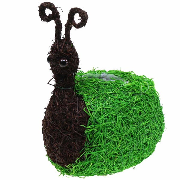 Dekorative Pflanzfigur in Schneckenform mit Pflanzschale