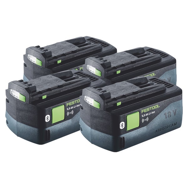 Festool Akku Set 4x BP 18 Li 5,0 ASI Akku 18 V 5,0 Ah / 5000 mAh Li-Ion ( 4x 577660 ) Bluetooth mit Ladestandanzeige