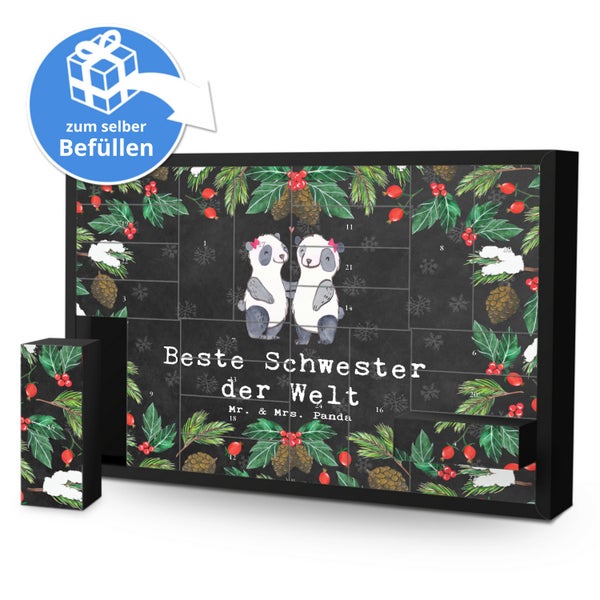 Mr. & Mrs. Panda Befüllbarer Adventskalender Panda Beste Schwester der Welt - Schwarz