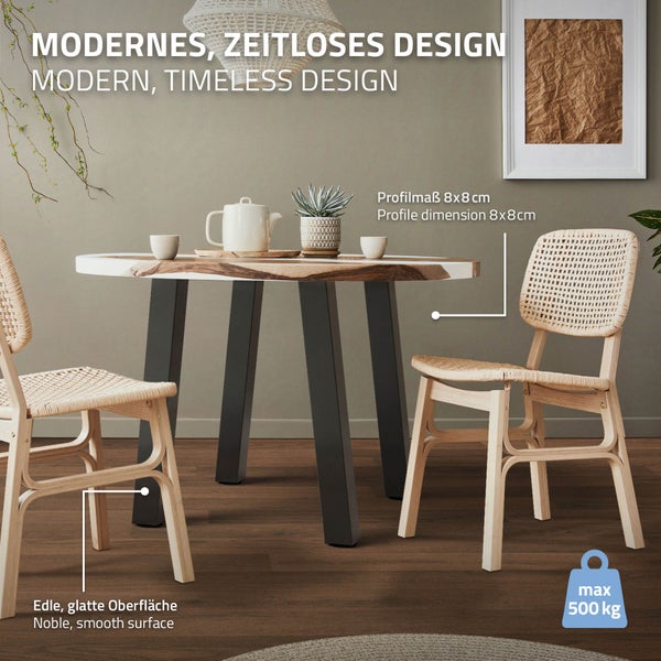 ML-Design 4er Set Tischbeine schräg H:72 cm, Dunkelgrau, Optik Industrial, Stahl pulverbeschichtet, Profil 8x8 cm, I-Form, Möbelfüße Metall 96° Neigung, Tischfüße Möbelbeine für Couchtisch, Sitzbank