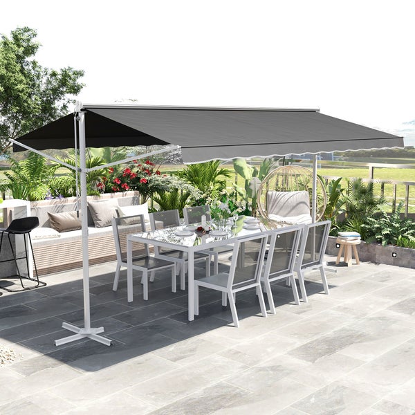 Outsunny Standmarkise, 450cm x 340cm x255cm, Metall+Polyester, Grau