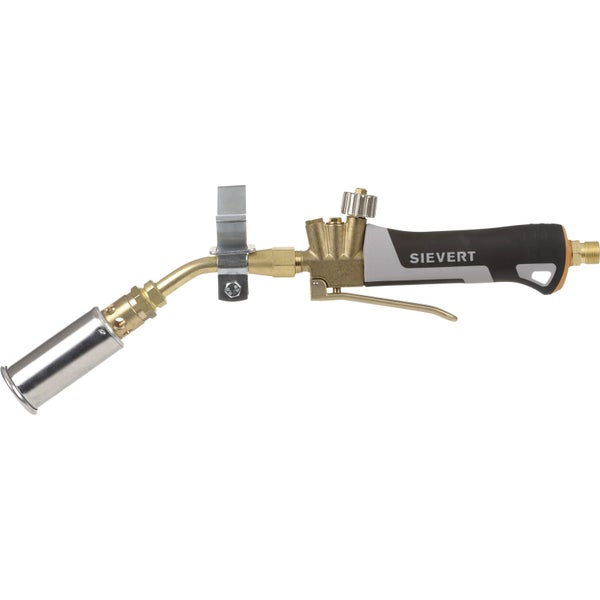 Sievert Gasbrenner mit ergonomischem Griff, Messinggehäuse und Abzugshebel für Lötarbeiten.