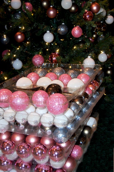 Christbaumschmuck Glas-Kugelsortiment - Rosa/Grau/Weiß, 217 Stck., Weihnachtsbaumkugeln, Christbaumschmuck, Weihnachtsbaumanhänger