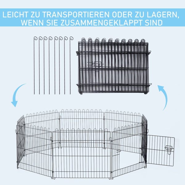 PawHut Welpenauslauf, 180B × 180T × 61H cm, Stahldraht, Schwarz