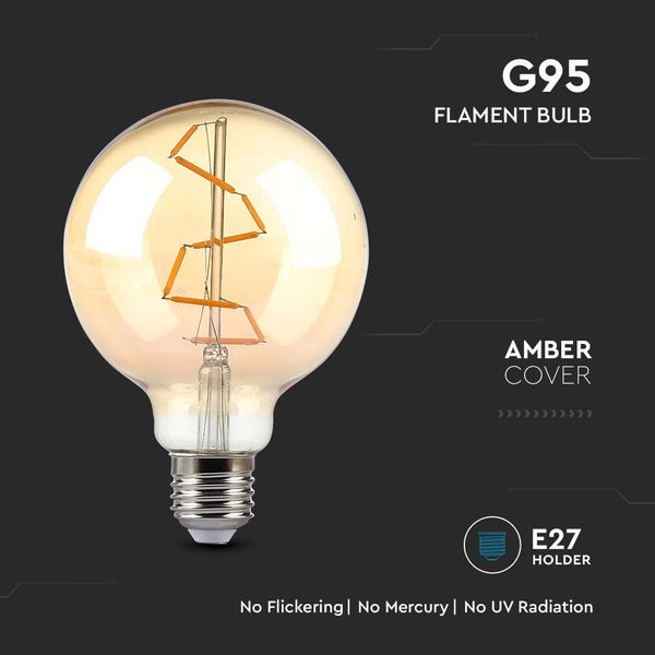 V-TAC VT-2024-N - LED-Lampen - G95 Globe E27 - IP20 - Bernstein - 4 Watt - 350 Lumen - 2200K -