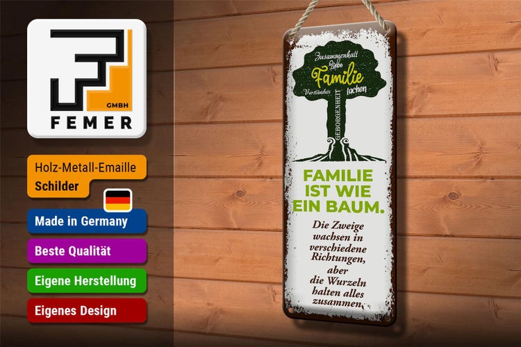 Blechschild Spruch Familie ist wie ein Baum 10x27cm Dekoration