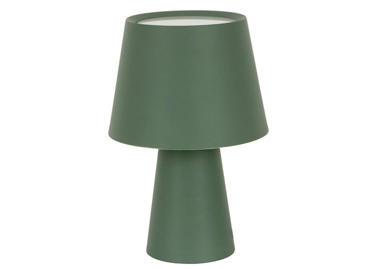 Moderne Tischleuchte mit kegelförmigem Lampenschirm und Standfuß.
