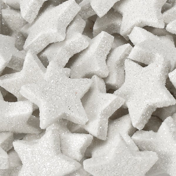 Dekorative weiße Sterne mit Glitzer