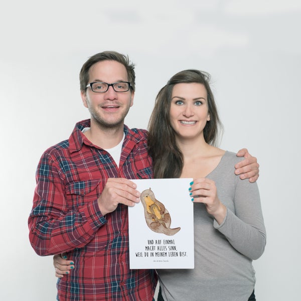 Mr. & Mrs. Panda DIN A4 Poster Otter Kind - Weiß
