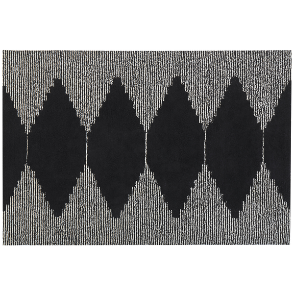 Teppich BATHINDA Schwarz / Weiß 140 x 200 cm Baumwolle