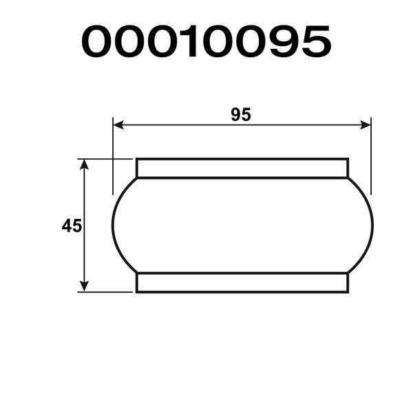 Technische Zeichnung mit Maßangaben von 45 und 95