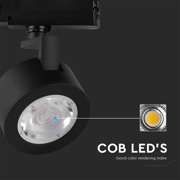 Schwarzer LED-Strahler für Schienensystem mit COB-LEDs