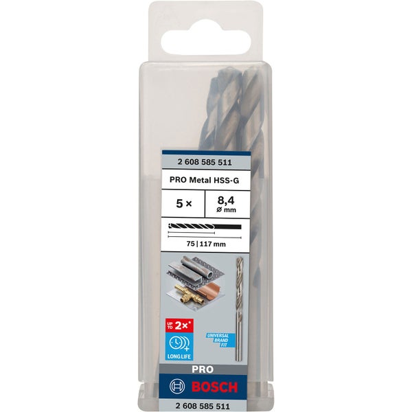Bosch PRO Metal HSS-G Spiralbohrer 8,4 x 75 x 117 mm - 2608585511