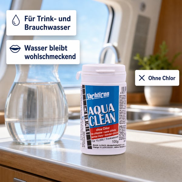 Yachticon Aqua Clean Wasseraufbereitung 100 Gramm für Trinkwasser ohne Chlor in der Dose