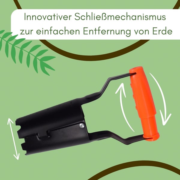 Bodenentnahmegerät mit innovativem Schließmechanismus zur einfachen Erd-Entnahme