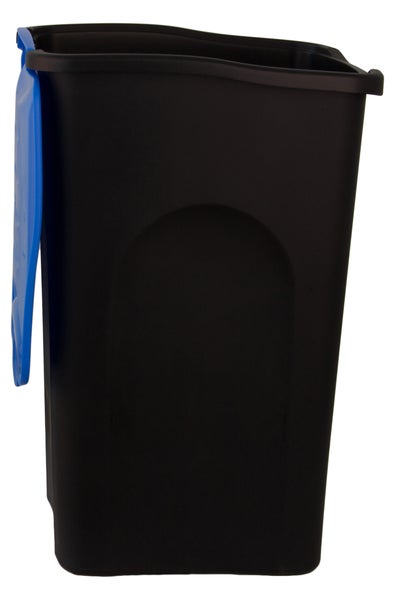BigDean XL Mülleimer 50L - schwarz mit blauem Klappdeckel - ideal für Außenbereich, Büro, Papiermüll & Küche - Mülltonne Abfallbehälter Abfalleimer Müllbehälter