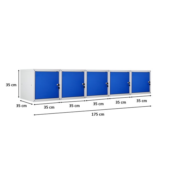 PROREGAL Mega Deal 5x Schließfachwürfel Cubic HxBxT 35 x 35 x 35 cm Grau-Blau