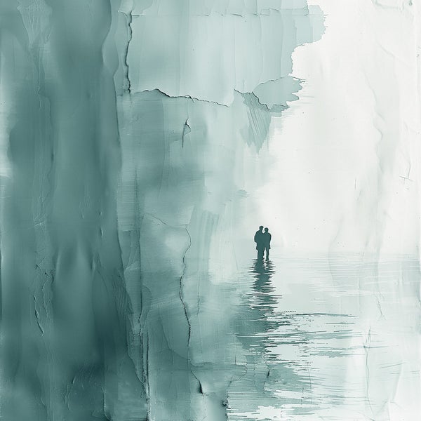 Gemälde mit Paar in der Ferne