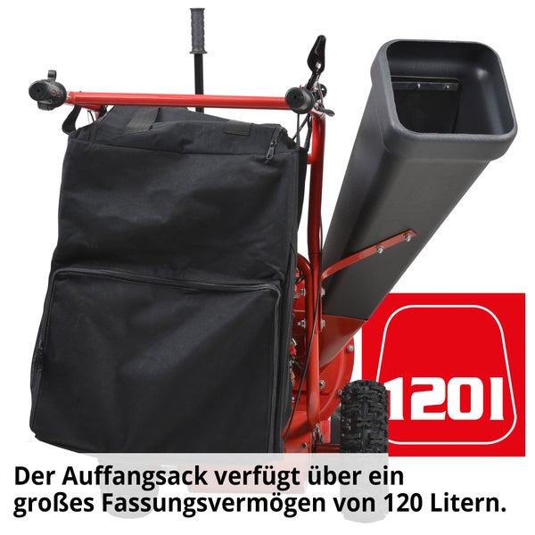 Gartengerätehäcksler mit Fangsack und Einfülltrichter