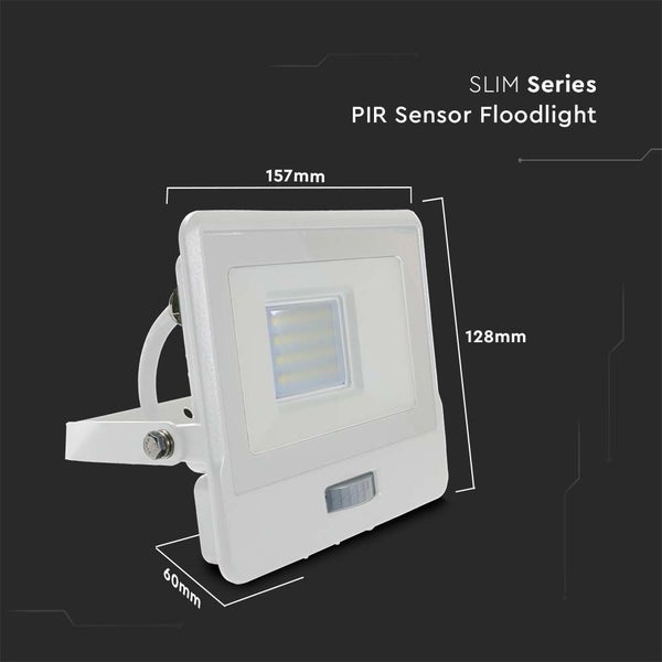 LED-Strahler mit PIR-Sensor, Slim Serie, Abmessungen 157 mm x 128 mm x 60 mm