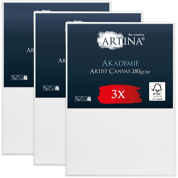 Dreierpack Artina Akademie Künstlerleinwände mit 280 Gramm pro Quadratmeter