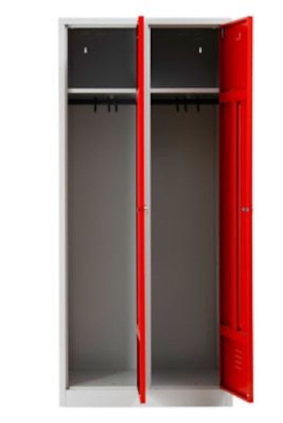 PROREGAL Garderobenspind Camel 2-Fächer HxBxT 180 x 80 x 50 cm Zylinderschloss Grau-Rot