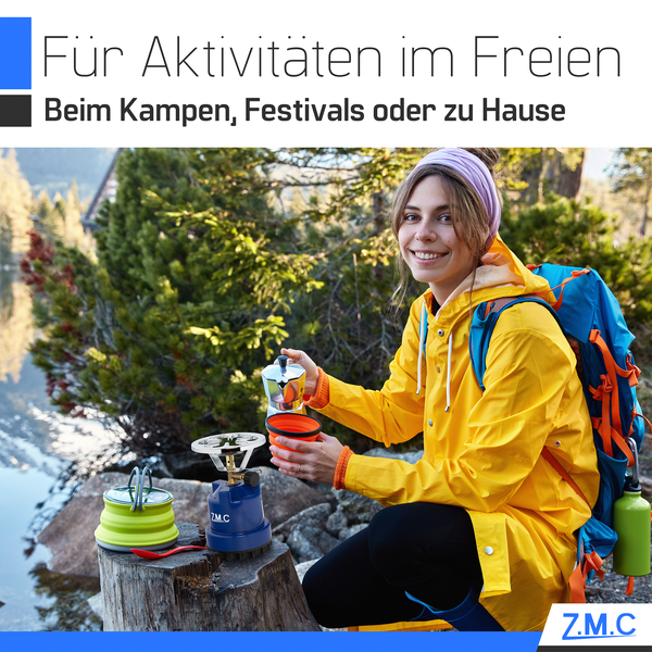 Z.M.C Campingkocher + 2x Gaskartuschen 190g, tragbarer Gaskocher für Camping 1110 W, Kohleanzünder Outdoor, Kartuschenkocher für Stechkartusche, ideal für Camping, Reisen & indoor, Outdoor-Abenteuer