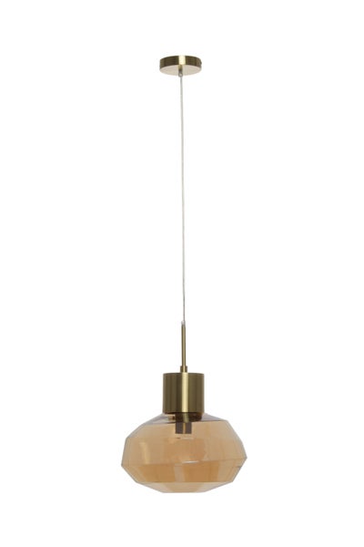 Retro Glaslampe Beige, Hängelampe Vintage Look | Wohnzimmer Esszimmer Leuchte