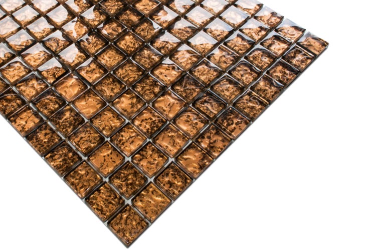 Glasmosaik auf Netz für Bad und Küche 30cm x 30cm  - Baltic Amber