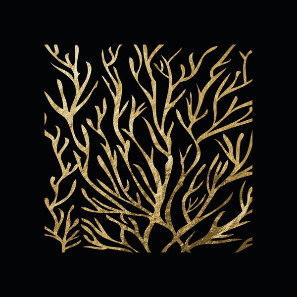 Blattgoldbild | Koralle | Kunst | Wandbild mit Blattgold Applikationen| Handarbeit | Deko | P1779780_GOLD, Format: 50x50cm