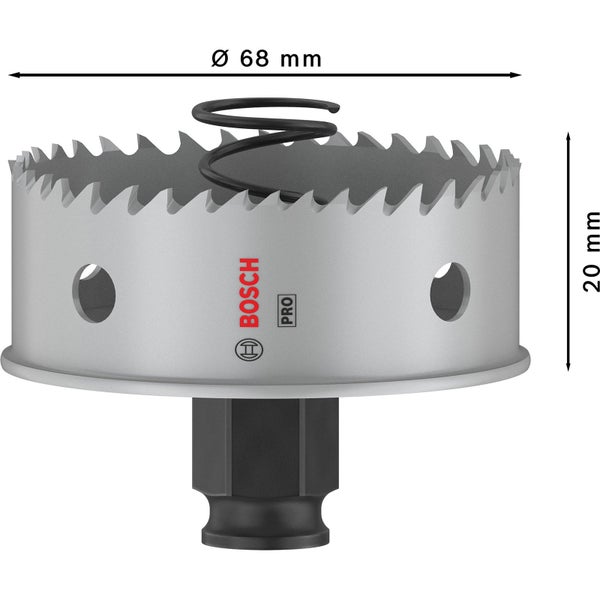 Bohrkronenaufsatz mit 68 Millimeter Durchmesser und 20 Millimeter Tiefe von Bosch