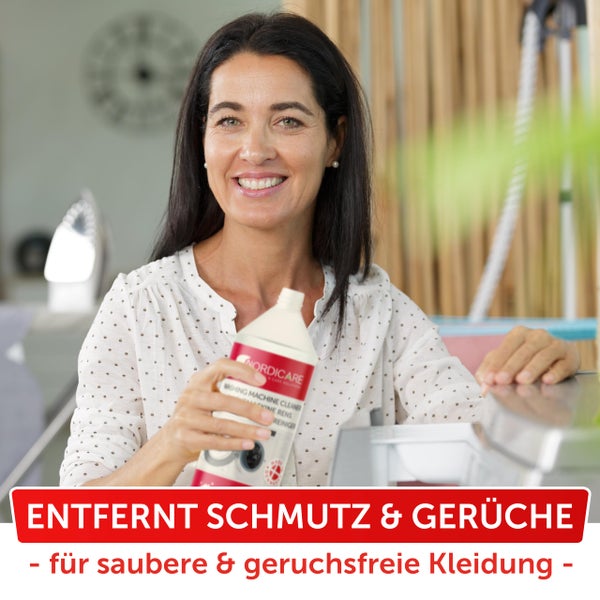 Nordicare [1L] Waschmaschinenreiniger flüssig & extra stark - Waschmaschinen Reinigung effektiv gegen Schmutz & Geruch - Waschmaschine Hygiene Reiniger