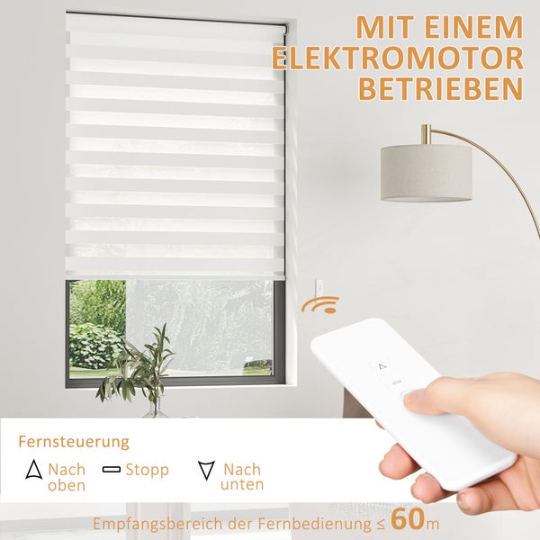 HOMCOM, Elektrischer Rollo, Fensterrollo mit Fernbedienung, 120L x 7B x 180H cm, Polyester, Weiß