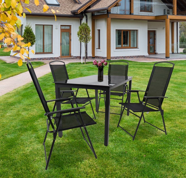 5-tlg Sitzgruppe Gartenmöbel Tisch Stühle Set 140S