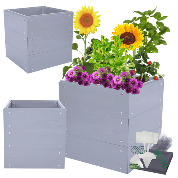 Hochbeete Growline Plast HxBxT 61x45x45 cm 3 Ebenen Kunststoff Grau