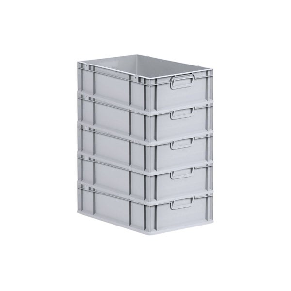 PROREGAL Spar Set 5x Eurobox Nextgen Economy Mit Scharnierdeckel & Blauen Schiebeschnappverschlüsse Griffe Geschlossen HxBxT 17 x 40 x 60 cm 34 Liter