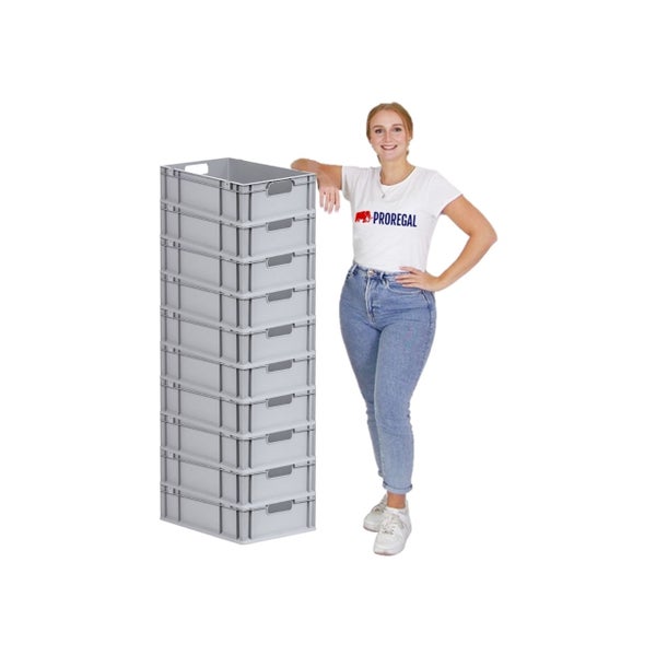 PROREGAL Spar Set 10x Eurobox Nextgen Economy Mit Scharnierdeckel & Grünen Schiebeschnappverschlüssen Griffe Offen HxBxT 17 x 40 x 60 cm 34 Liter