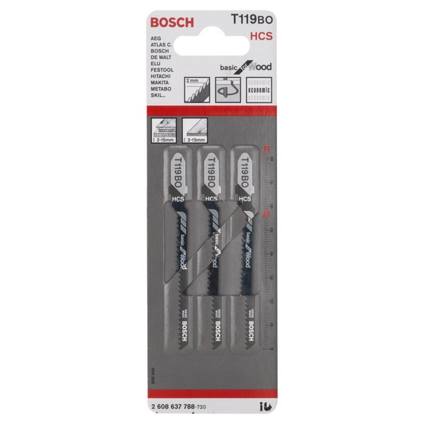 Bosch Stichsägeblätter T119BO, HCS, im Set