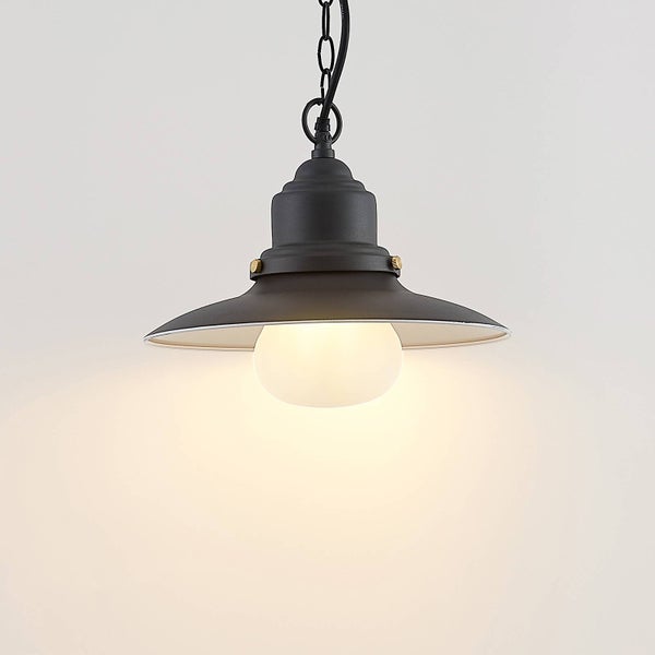 Lindby Außenleuchte Roisin (spritzwassergeschützt (Maritim) in Alu aus Metall (1 flammig, E27) - Pendelleuchte außen