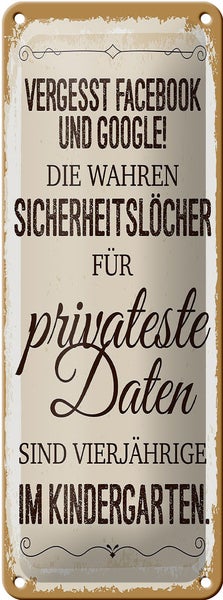 Blechschild Spruch Vergesst Facebook und Google 10x27cm Dekoration