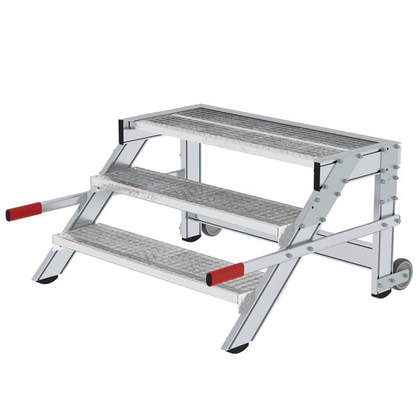 Dreistufige, mobile Montagetreppe aus Aluminium
