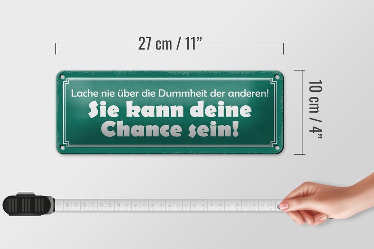 Blechschild Spruch 27x10cm lache nie über die Dummheit der Dekoration