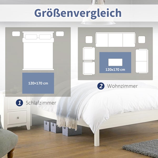 HOMCOM Teppich mit geometrischen Formen, für Schlafzimmer, Wohnzimmer, Küche, Vliesbeschichtung,  120 x 170 cm, Polyester, Grau+Schwarz+Weiß